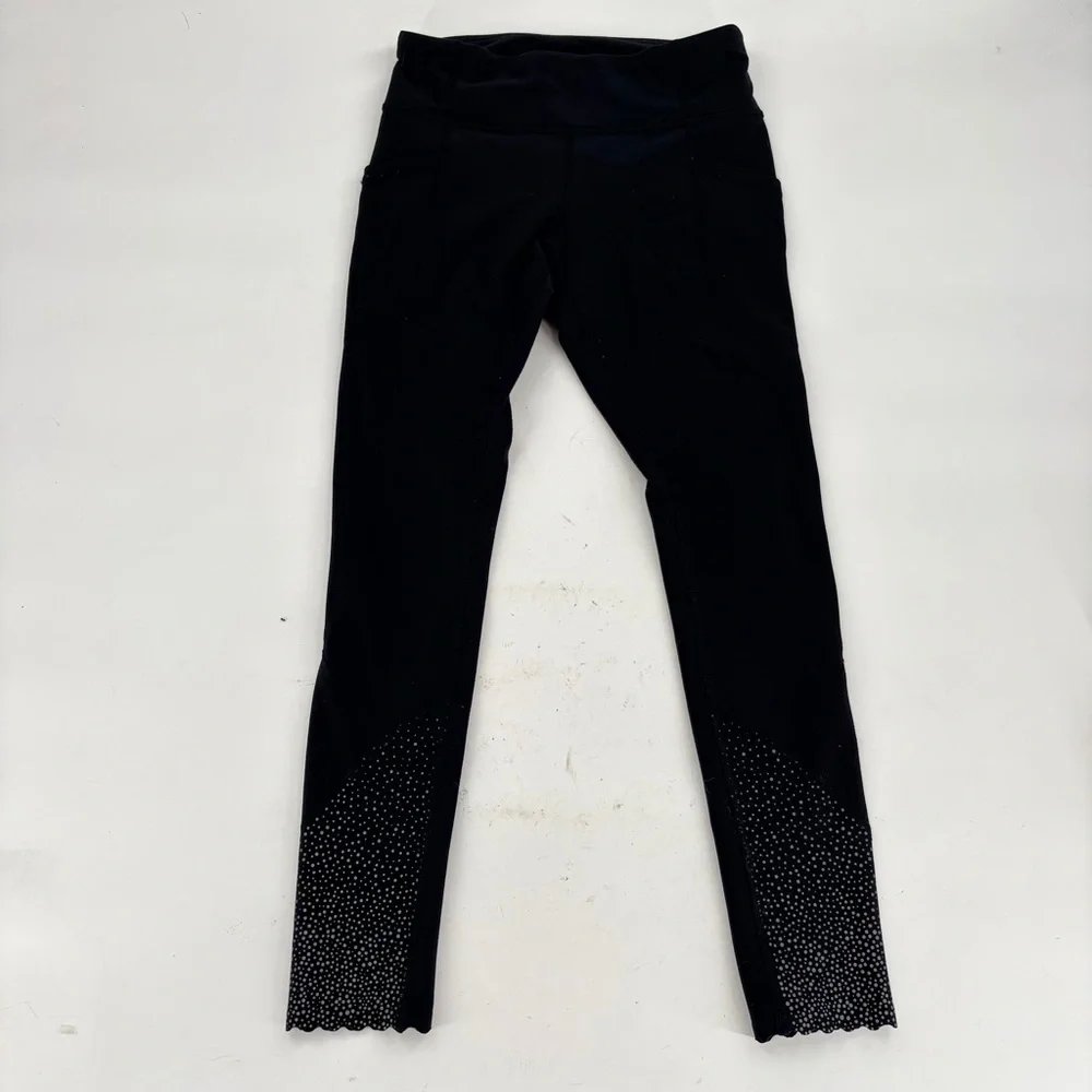 lululemon Leggings black 4 with Silver Accents running activewear pants